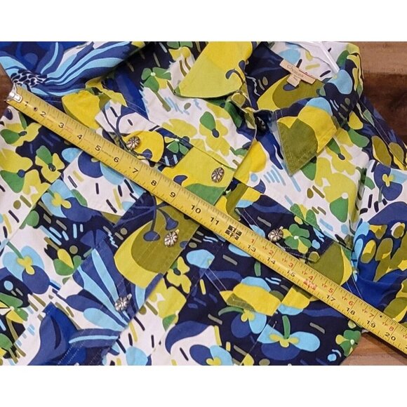Choices Jacket Blouse Colorful Floral Long Sleeve Button-Up Collared Size Small - Picture 5 of 11